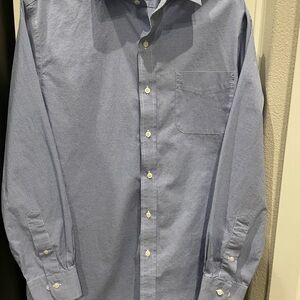 Ralph Lauren 16.5 34/35 slim fit non iron Men's Blue Checkered Dress Shirt